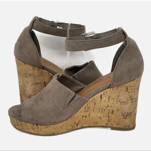Big Budda Vegan Cork Wedge Peep Toe Heel